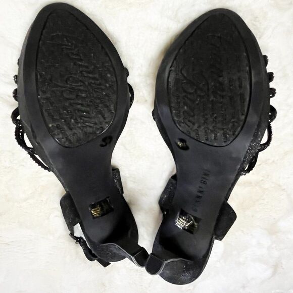 Gianni Bini Black Sparkly Embellished Formal Prom Heels Size 9 - Picture 13 of 14
